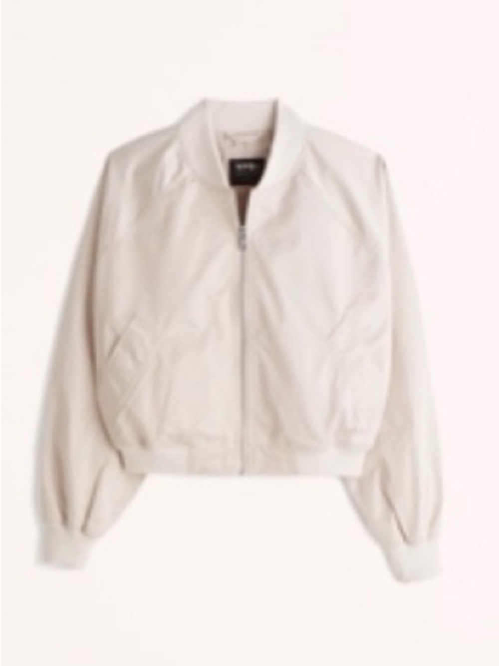 Abercrombie YPB Women's Oat Satin Bomber Jacket with Zip Front